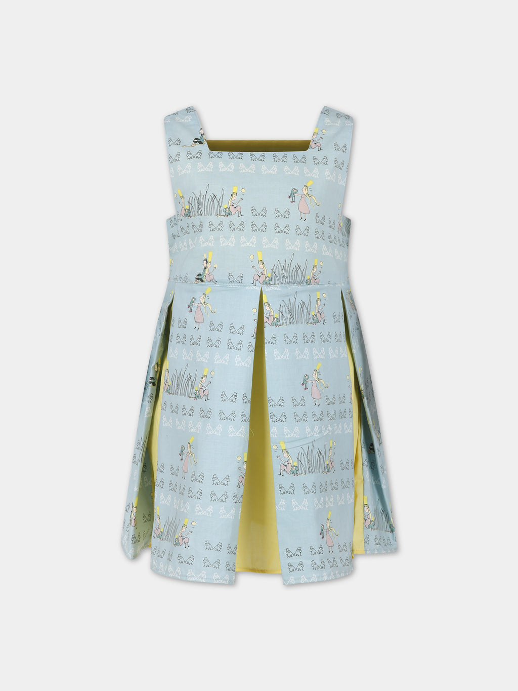 Light blue dress for girl with print